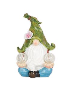 GNOME MEDITATING SOLAR STATUE